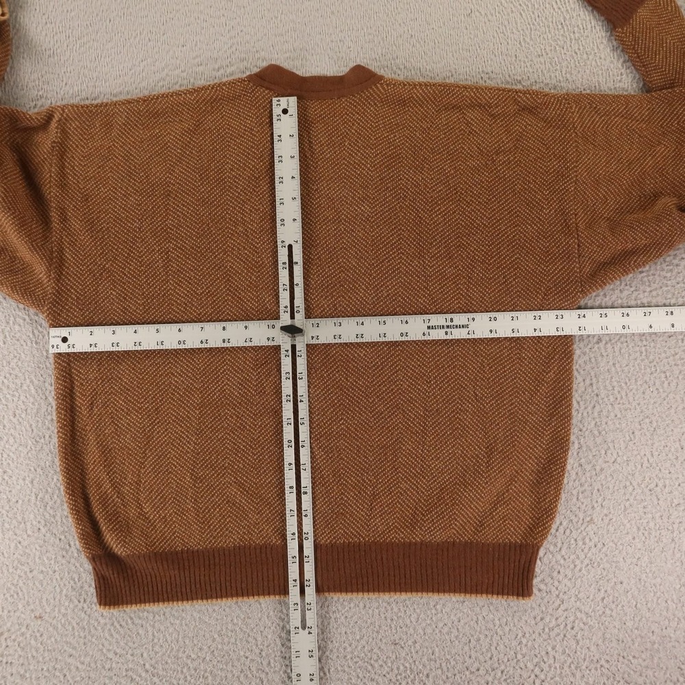 John Ashford Tan/Brown Herringbone Men's Cardigan - Picture 7 of 9